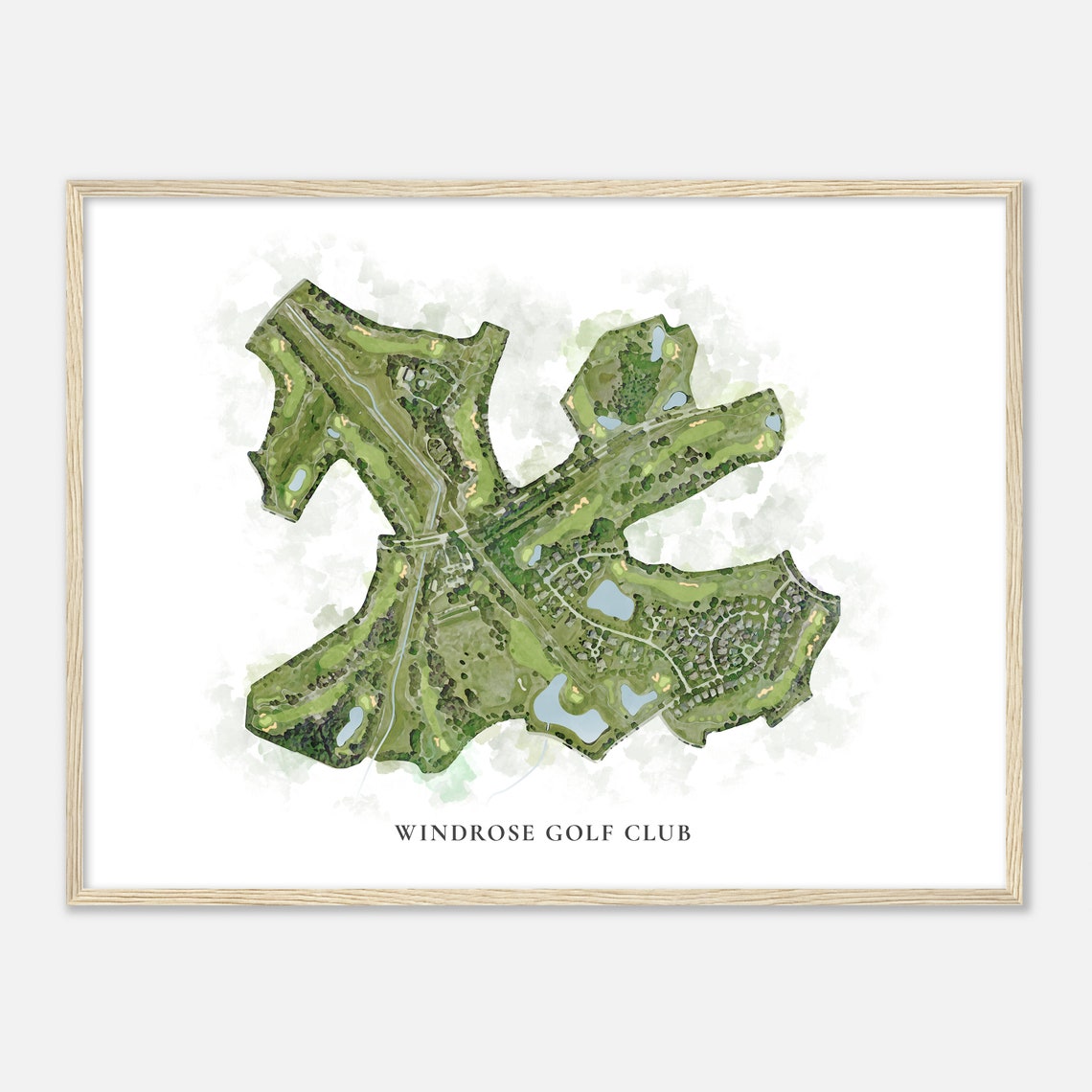 Windrose Golf Club Texas Classic Watercolor Course Map Poster - Image 2
