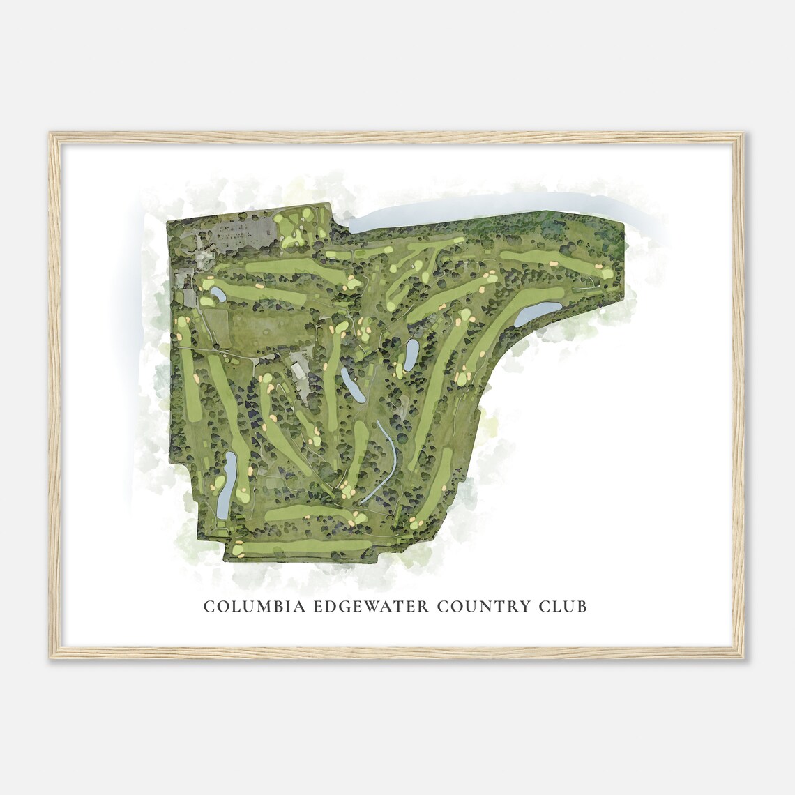 Columbia Edgewater Country Club Oregon Classic Watercolor Poster - Image 2