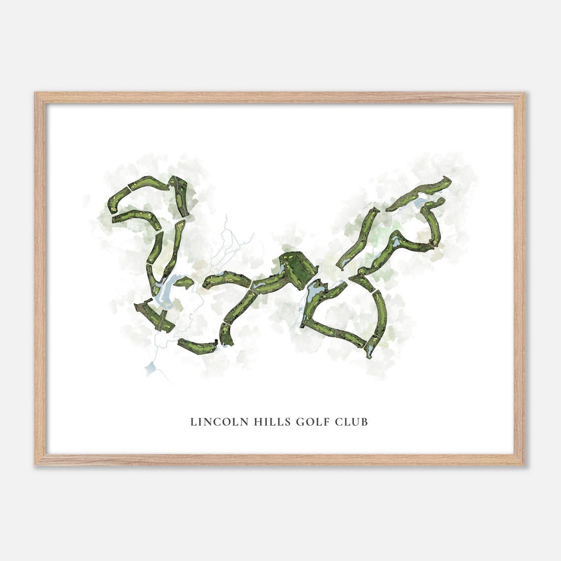 Lincoln Hills Golf Club Classic Watercolor Golf Course Map Art Print