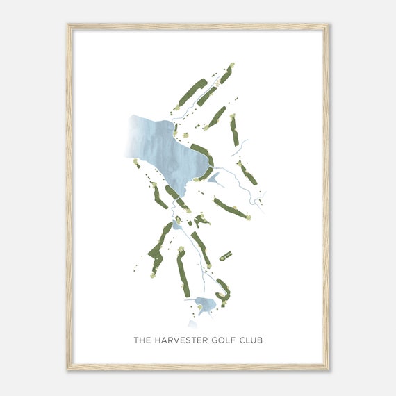 The Harvester Golf Club Iowa Modern Watercolor Map Golfer Gift Golf Wall Art Golf Poster Print Course Layout