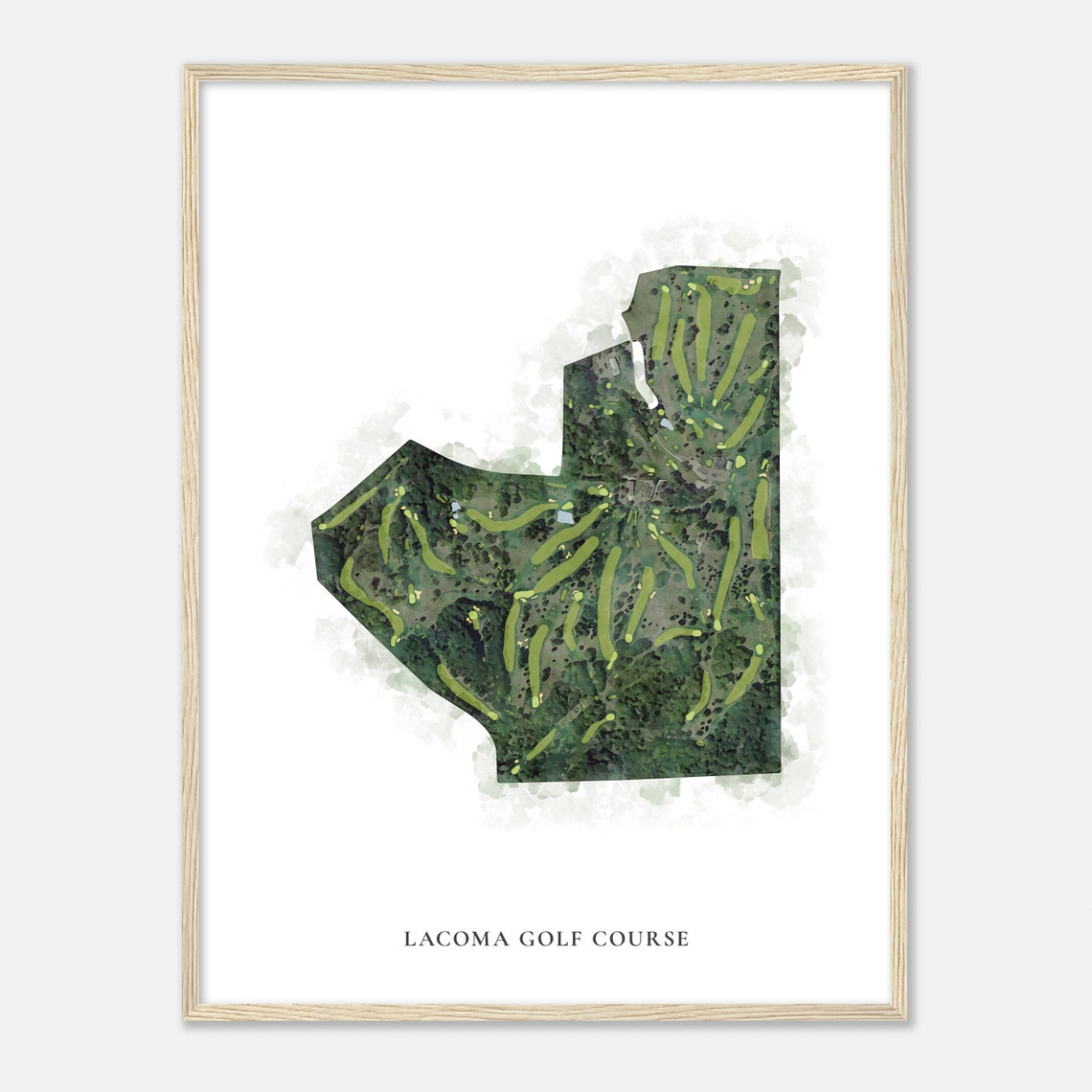 Lacoma Golf Course Illinois Classic Watercolor Course Map Poster