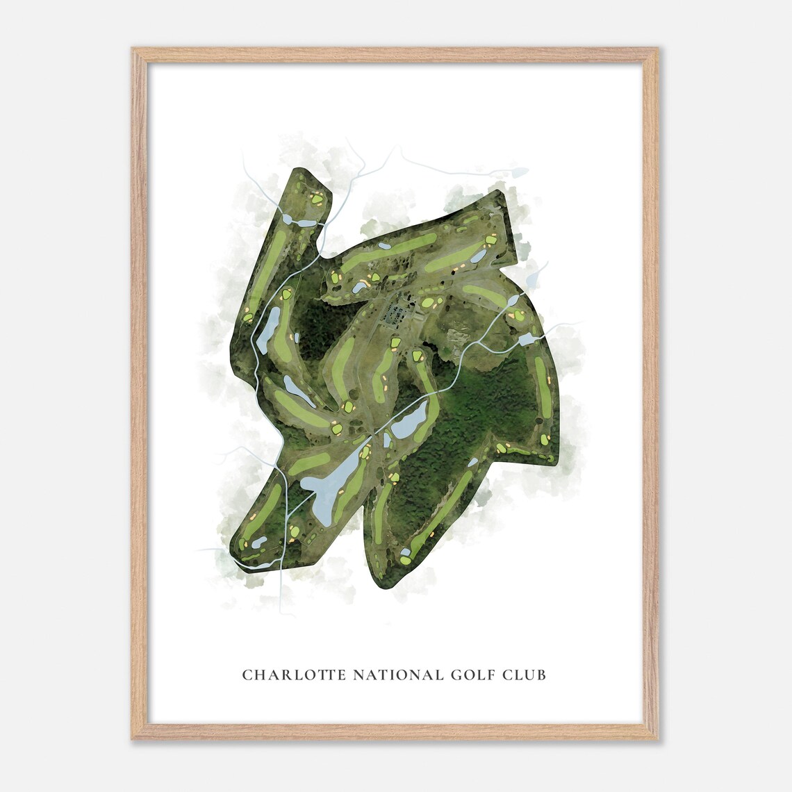 Charlotte National Golf Club Indian Trail NC Classic Watercolor Golf Map Poster - Image 6
