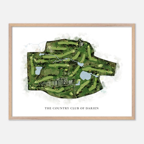 The Country Club Of Darien In Darien Connecticut Classic Watercolor Map Golfer Gift Golf Wall Art Golf Poster Print Course Layout