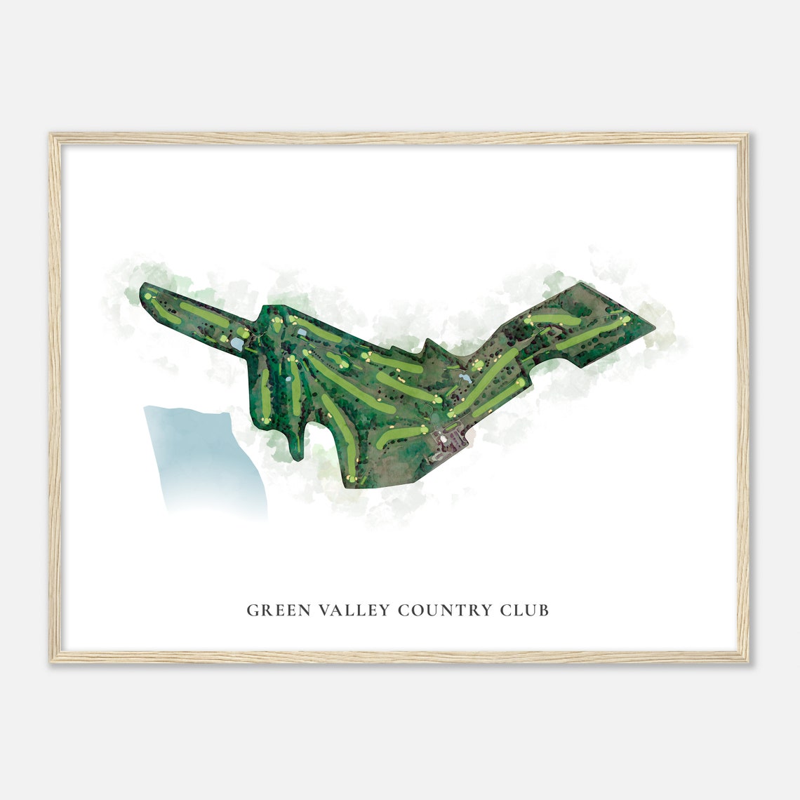 Green Valley Country Club Classic Watercolor Golf Course Map Poster
