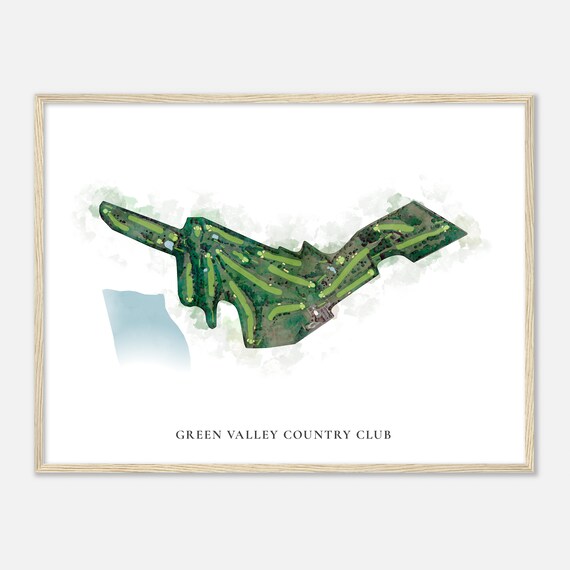 Green Valley Country Club Rhode Island Classic Watercolor Map Golfer Gift Golf Wall Art Golf Poster Print Course Layout