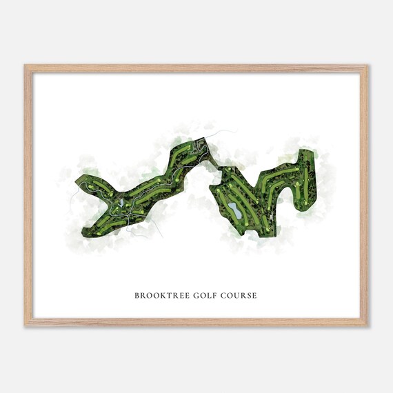 Brooktree Golf Course Aerial Watercolor Course Map Art Poster Gift