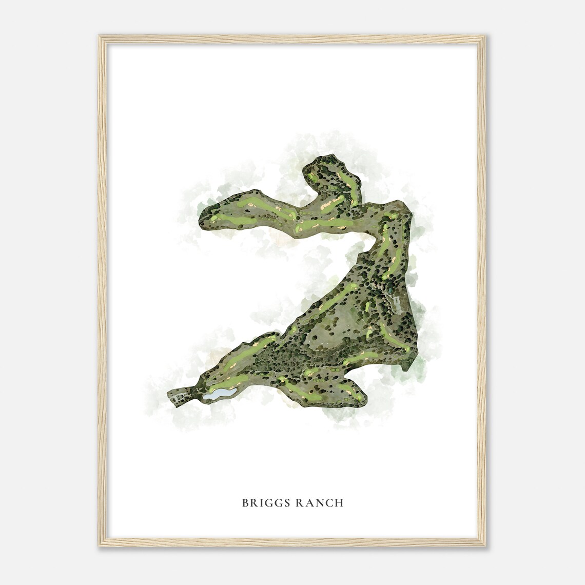 Briggs Ranch Texas Watercolor Golf Course Map Poster - Image 2