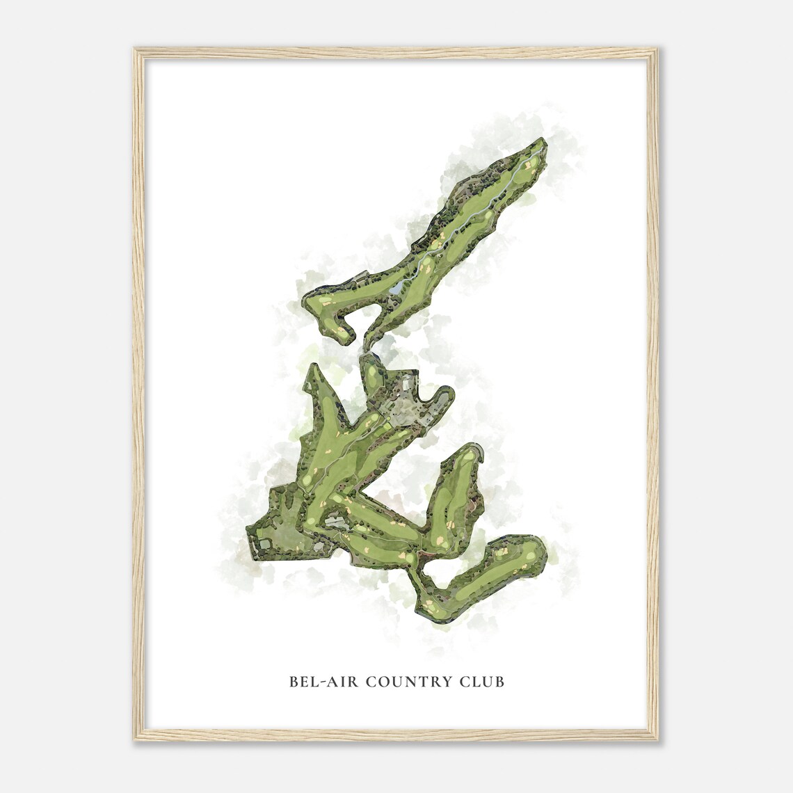 Bel-Air Country Club Watercolor Aerial Golf Course Map Poster