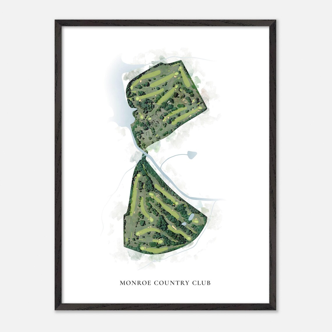 Monroe Country Club Watercolor Aerial Golf Course Map Poster - Image 3