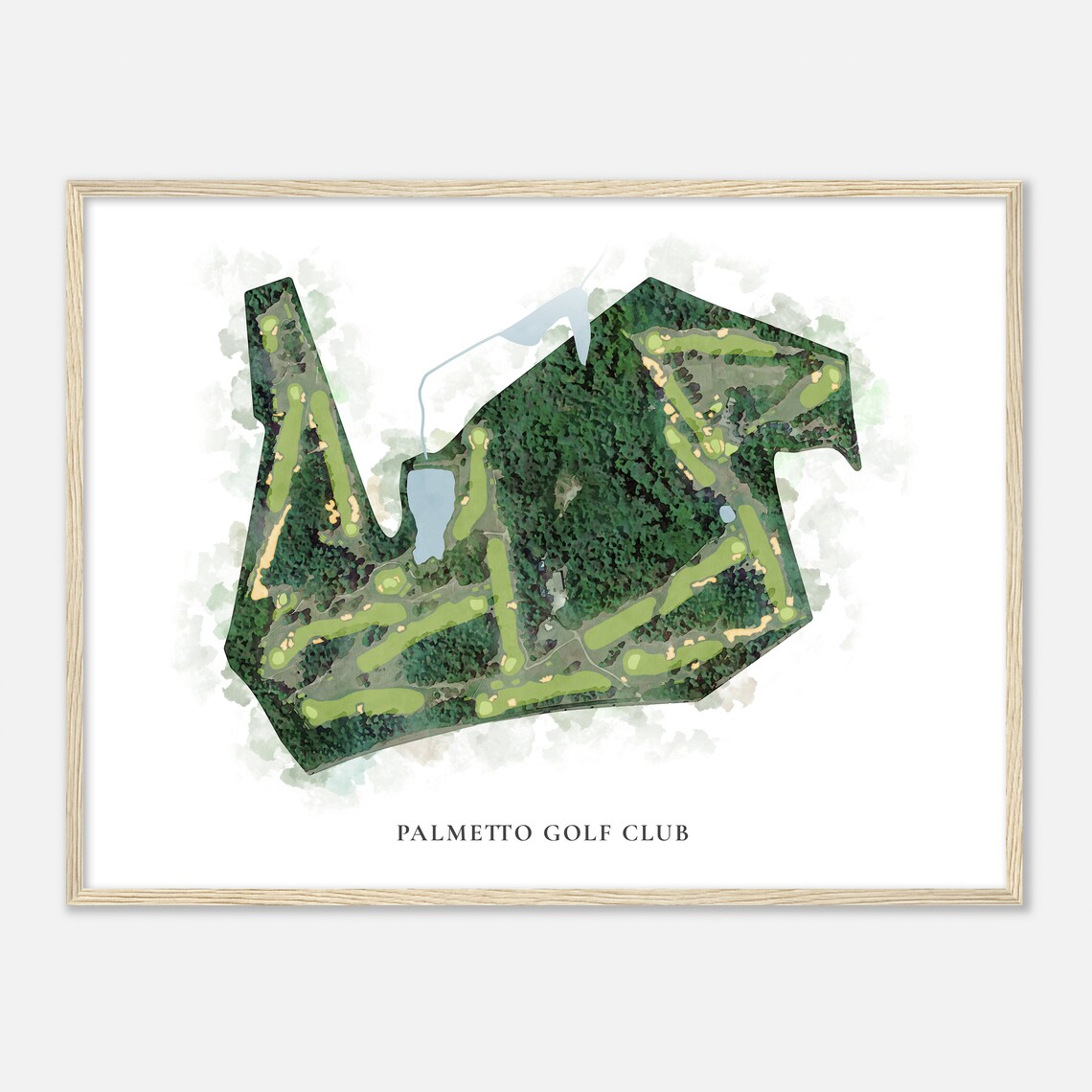 Palmetto Golf Club Classic Aerial Watercolor Course Map Poster