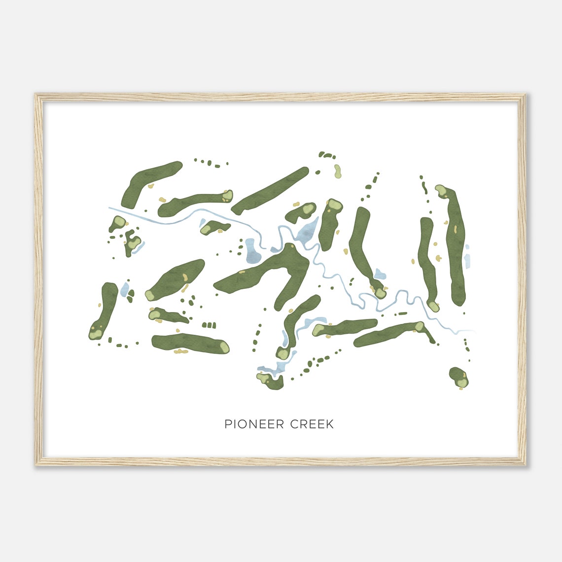 Pioneer Creek Modern Minimalist Watercolor Course Map Poster