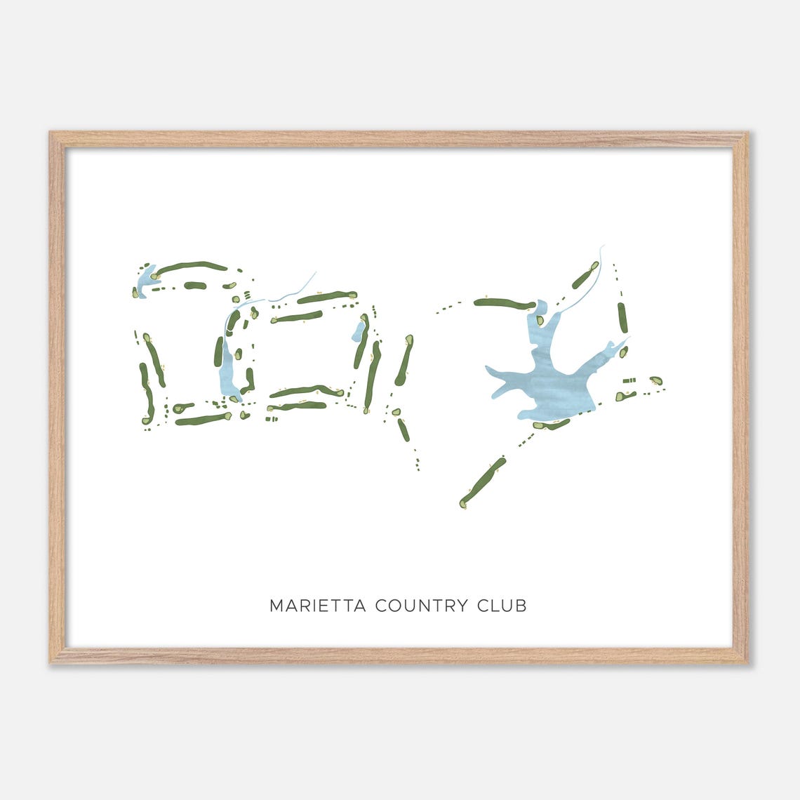 Marietta Country Club Minimal Line Golf Course Map Golfer Gift Poster