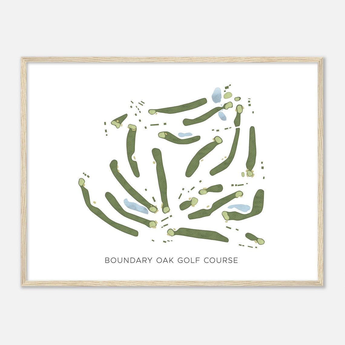 Boundary Oak Golf Course Minimalist Watercolor Map Poster Art