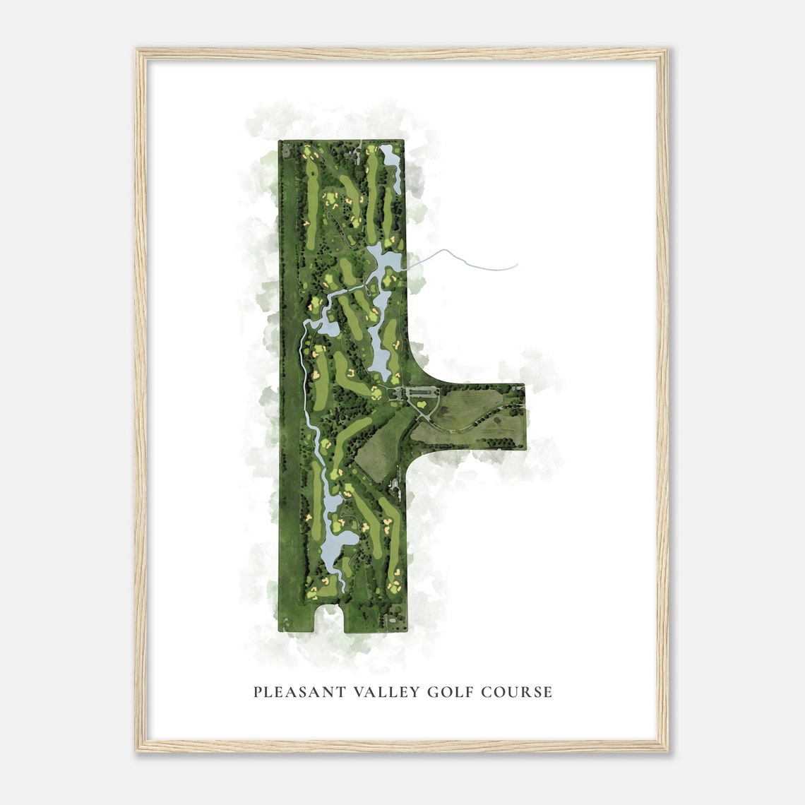 Pleasant Valley Golf Course Iowa Watercolor Aerial Map Gift Poster - Image 2