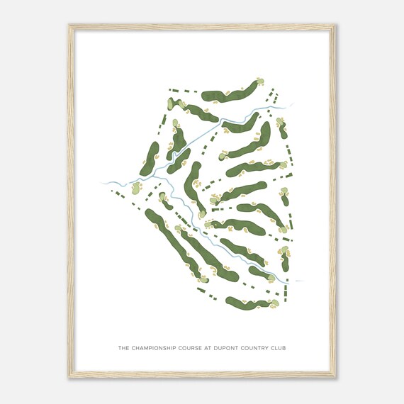 Championship Course at Dupont Country Club Delaware Modern Watercolor Map Golf Poster