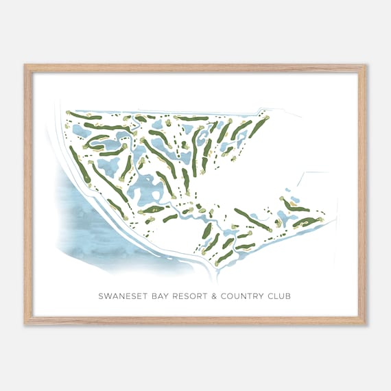 Swaneset Bay Resort & Country Club Pitt Meadows Canada Modern Watercolor Golf Map Poster