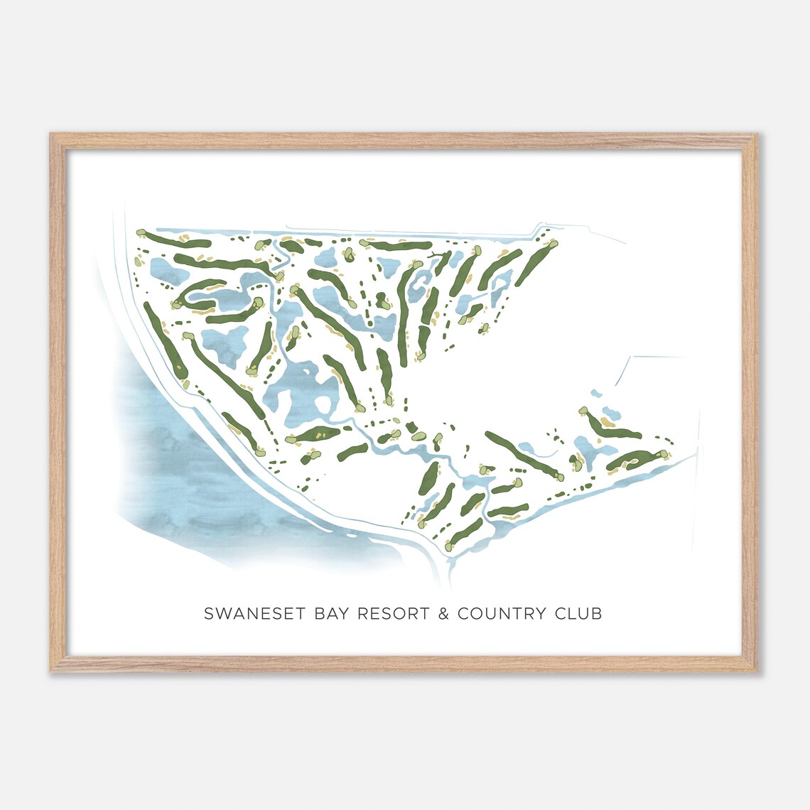 Swaneset Bay Resort & Country Club Pitt Meadows Canada Modern Watercolor Golf Map Poster