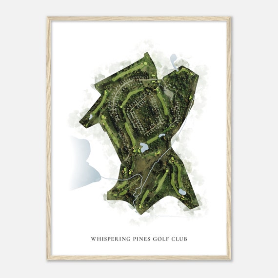 Whispering Pines Golf Club Michigan Classic Watercolor Map Golfer Gift Golf Wall Art Golf Poster Print Course Layout