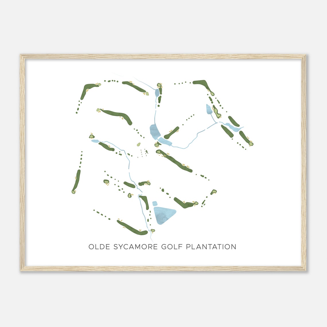 Olde Sycamore Golf Plantation Modern Watercolor Course Map Poster - Image 2