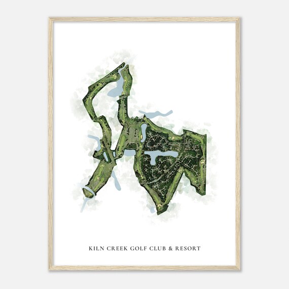 Kiln Creek Golf Club & Resort Elegant Watercolor Aerial Course Map Art Poster