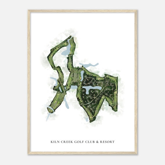 Kiln Creek Golf Club Resort Virginia Classic Watercolor Map Golfer Gift Golf Wall Art Golf Poster Print Course Layout
