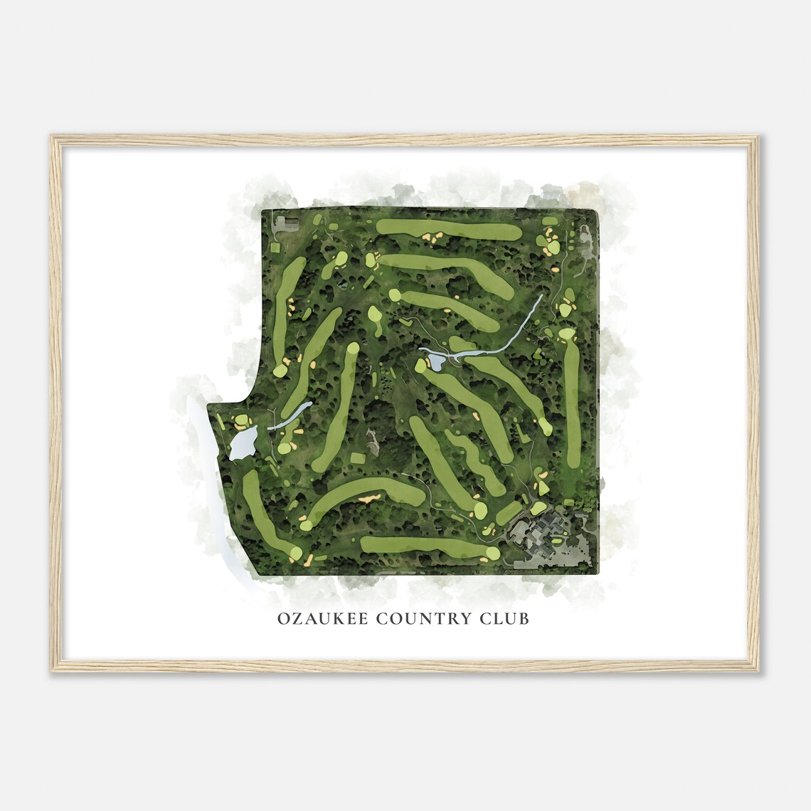 Ozaukee Country Club Classic Aerial Watercolor Map Golfer Gift Poster - Image 2