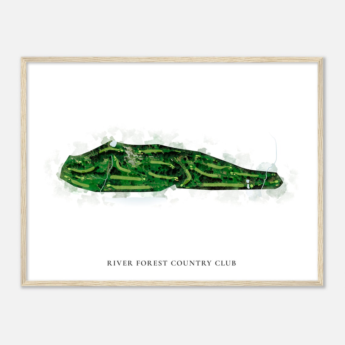 River Forest Country Club Watercolor Aerial Course Map Poster