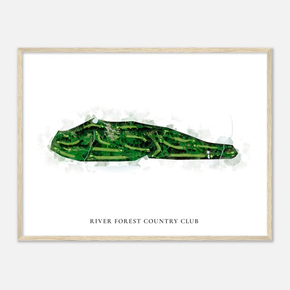 River Forest Country Club Pennsylvania Classic Watercolor Map Golfer Gift Golf Wall Art Golf Poster Print Course Layout
