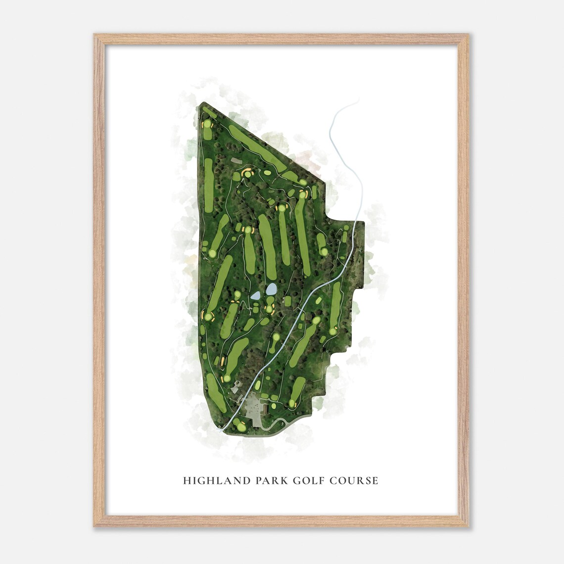 Highland Park Golf Course Watercolor Map Art Golfer Gift Poster - Image 6