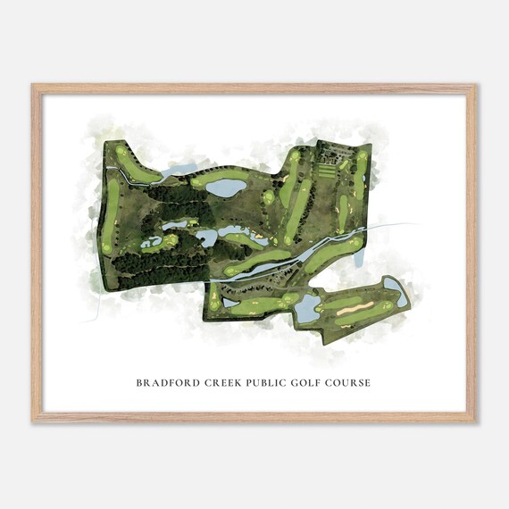 Bradford Creek Public Golf Course Greenville NC Classic Watercolor Golf Map Poster