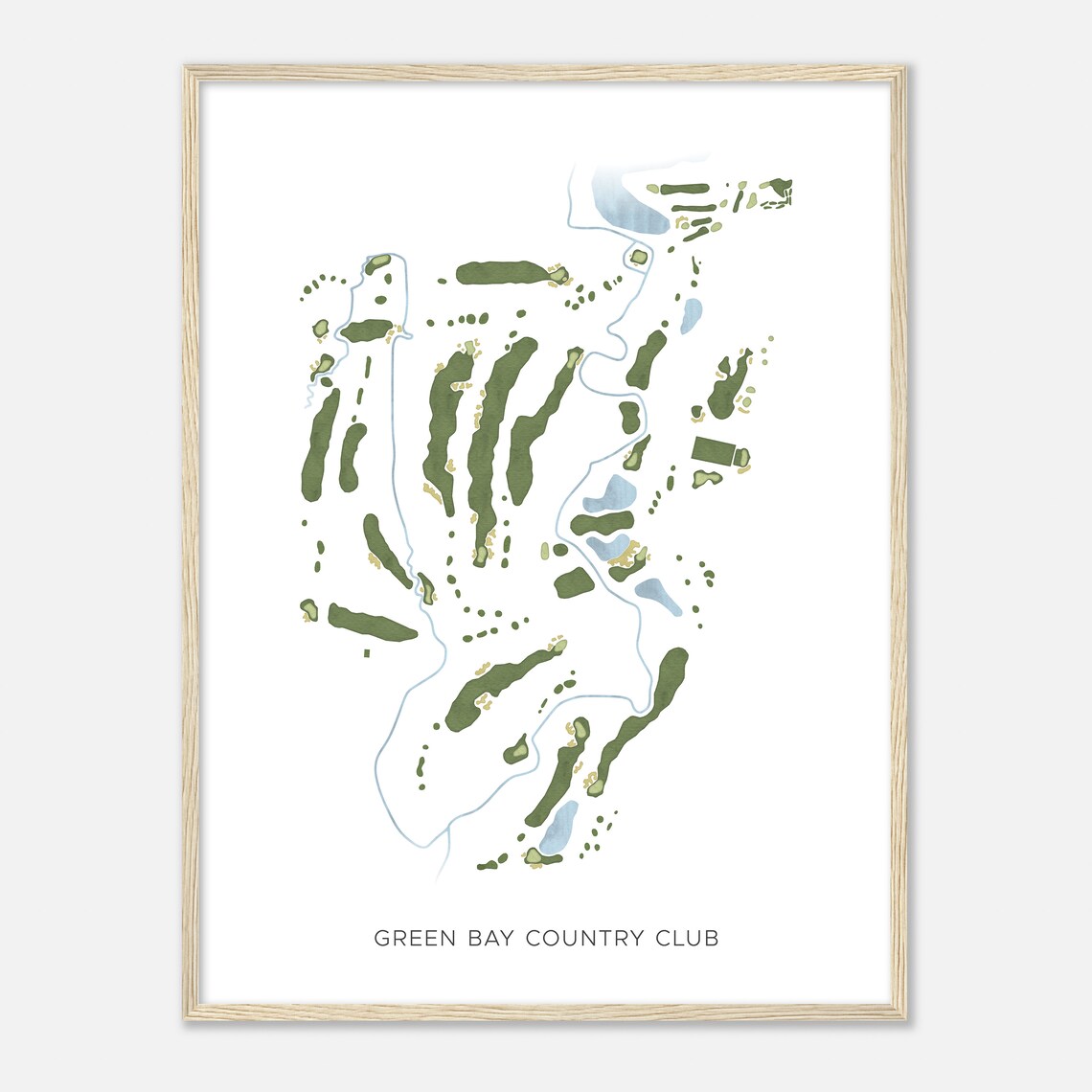 Green Bay Country Club Wisconsin Modern Watercolor Map Poster