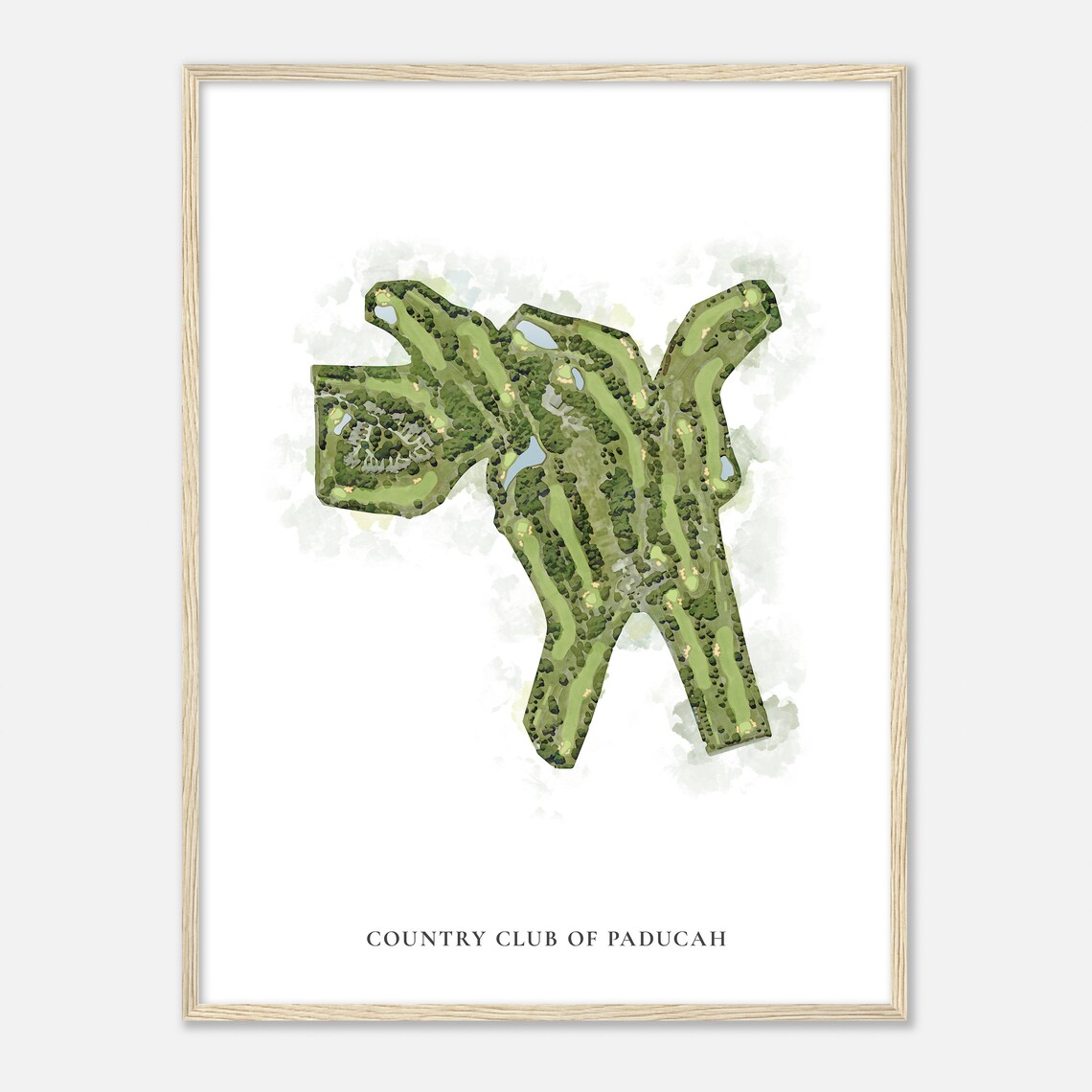 Country Club Of Paducah Kentucky Classic Watercolor Golf Map Poster