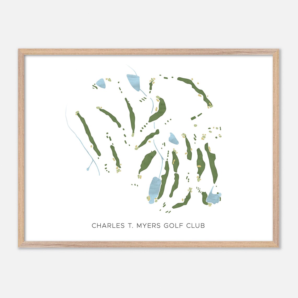 Charles T. Myers Golf Club Charlotte NC Modern Minimalist Golf Poster