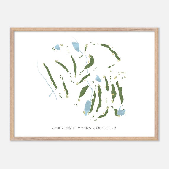 Charles T Myers Golf Club In Charlotte North Carolina Modern Watercolor Map Golfer Gift Golf Wall Art Golf Poster Print
