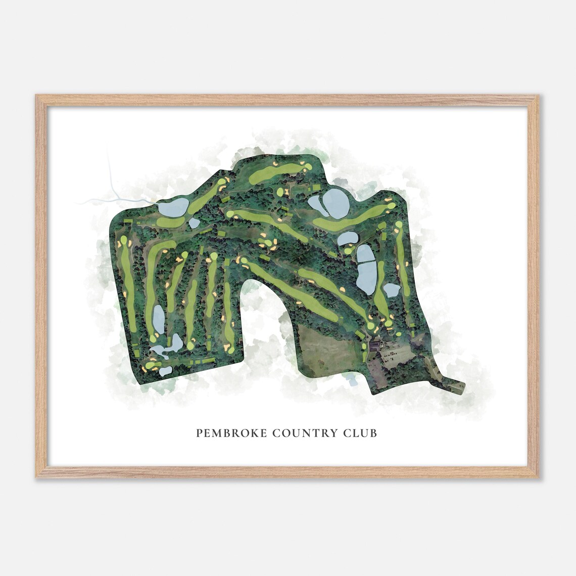 Pembroke Country Club Massachusetts Classic Watercolor Aerial Poster