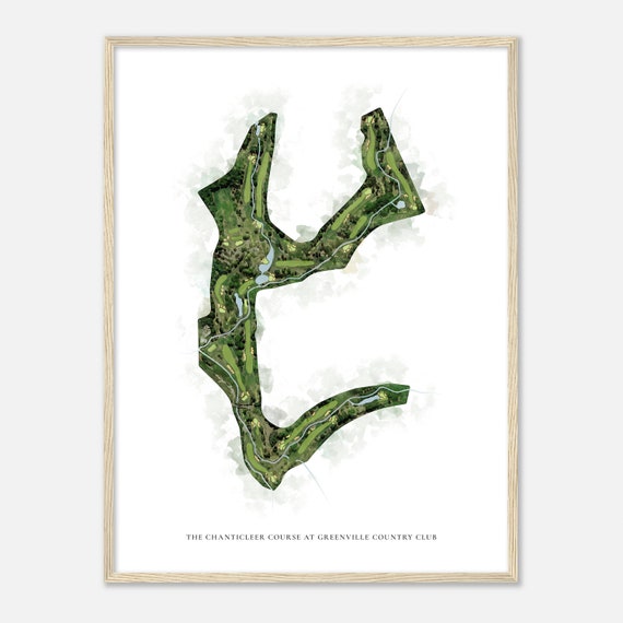 The Chanticleer Course At Greenville Country Club South Carolina Classic Watercolor Map Golfer Gift Golf Wall Art Golf Poster Print