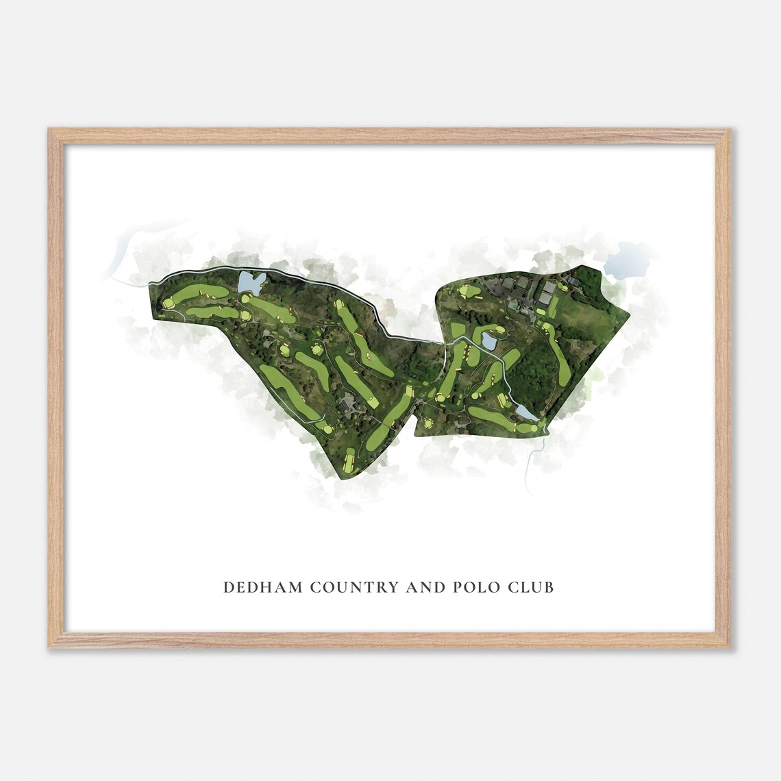 Dedham Country and Polo Club Aerial Watercolor Golf Course Map Poster