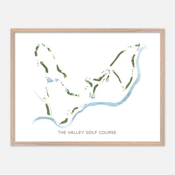 The Valley Golf Course In Burlington North Carolina Modern Watercolor Map Golfer Gift Golf Wall Art Golf Poster Print
