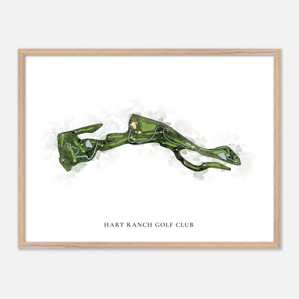 Hart Ranch Golf Club Classic Watercolor Course Map Art Poster