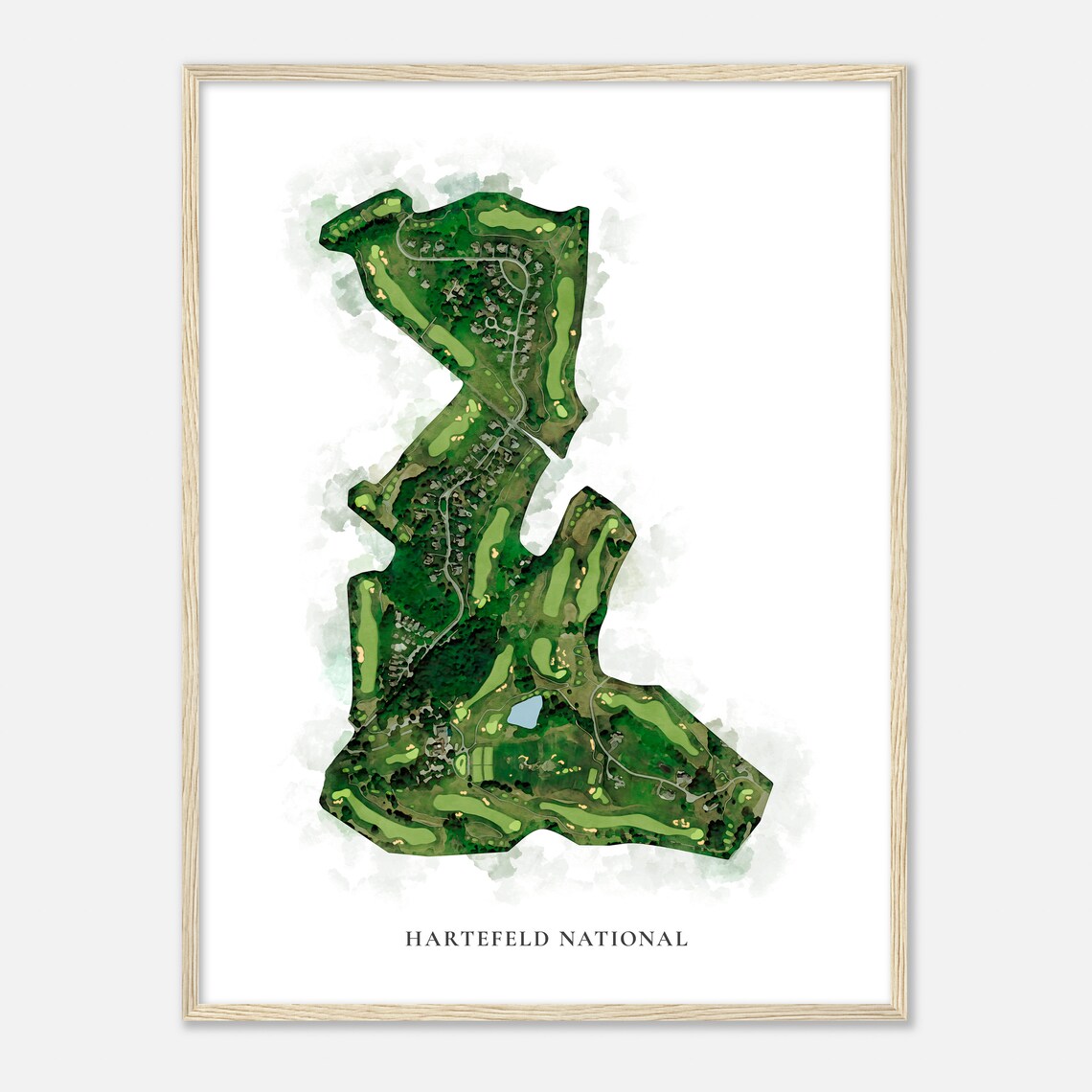 Hartefeld National Pennsylvania Classic Watercolor Map Golfer Gift Golf Wall Art Golf Poster Print Course Layout