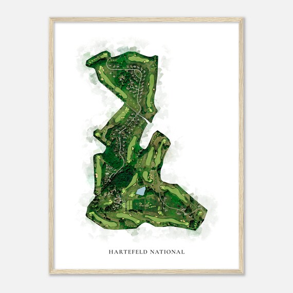 Hartefeld National Pennsylvania Classic Watercolor Map Golfer Gift Golf Wall Art Golf Poster Print Course Layout