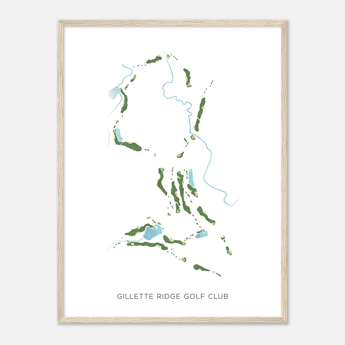 Gillette Ridge Golf Club Connecticut Modern Watercolor Map Golfer Gift Golf Wall Art Golf Poster Print Course Layout