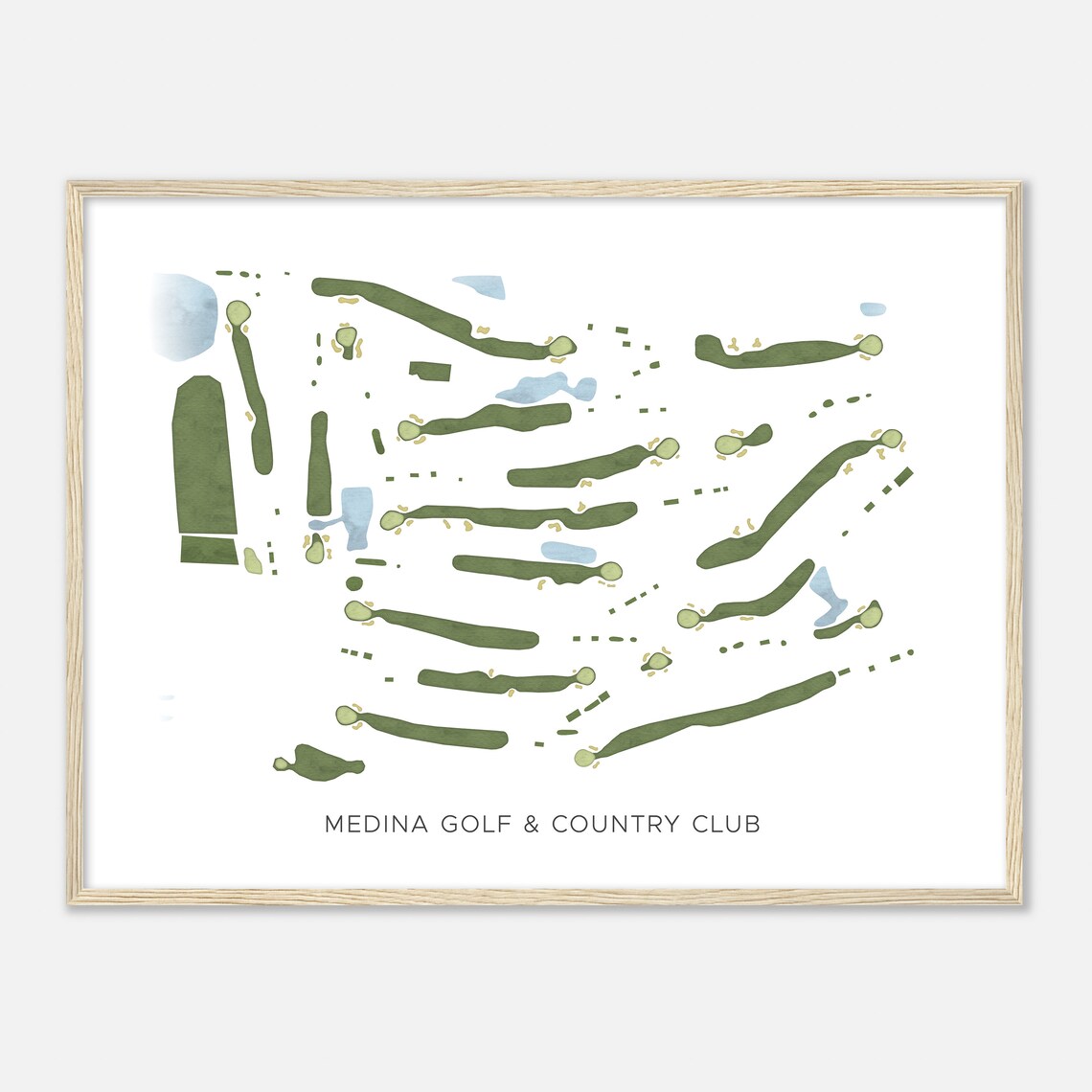 Medina Golf and Country Club Minimalist Watercolor Map Wall Art - Image 2