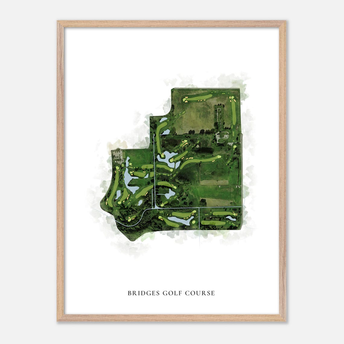 Bridges Golf Course Classic Watercolor Aerial Map Art Poster - Image 6