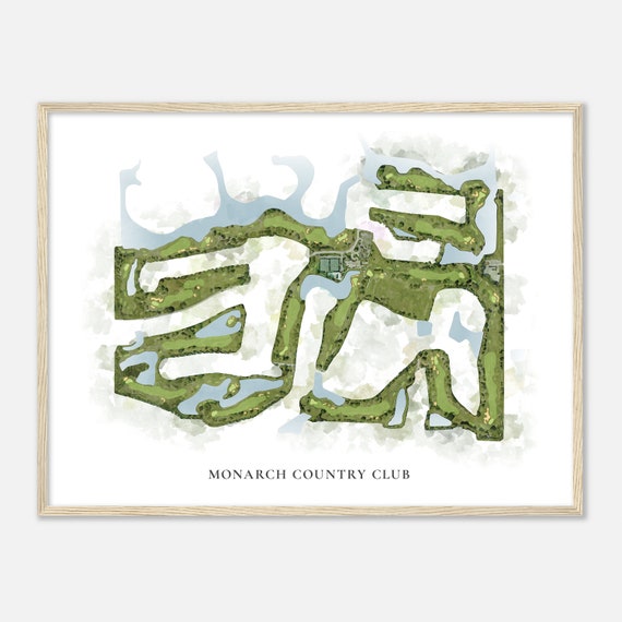 Monarch Country Club Florida Classic Watercolor Map Golfer Gift Golf Wall Art Golf Poster Print Course Layout
