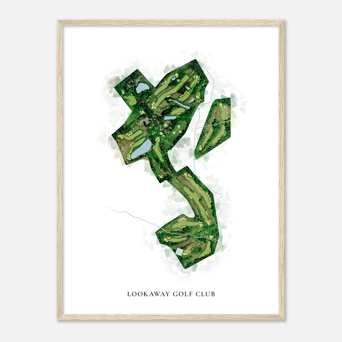 Lookaway Golf Club Aerial Watercolor Course Map Minimalist Wall Art - Image 2