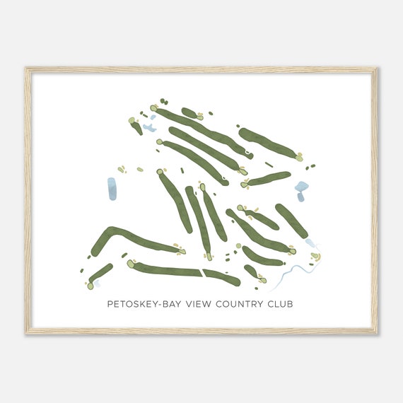 Petoskey Bay View Country Club Michigan Modern Watercolor Map Golfer Gift Golf Wall Art Golf Poster Print Course Layout