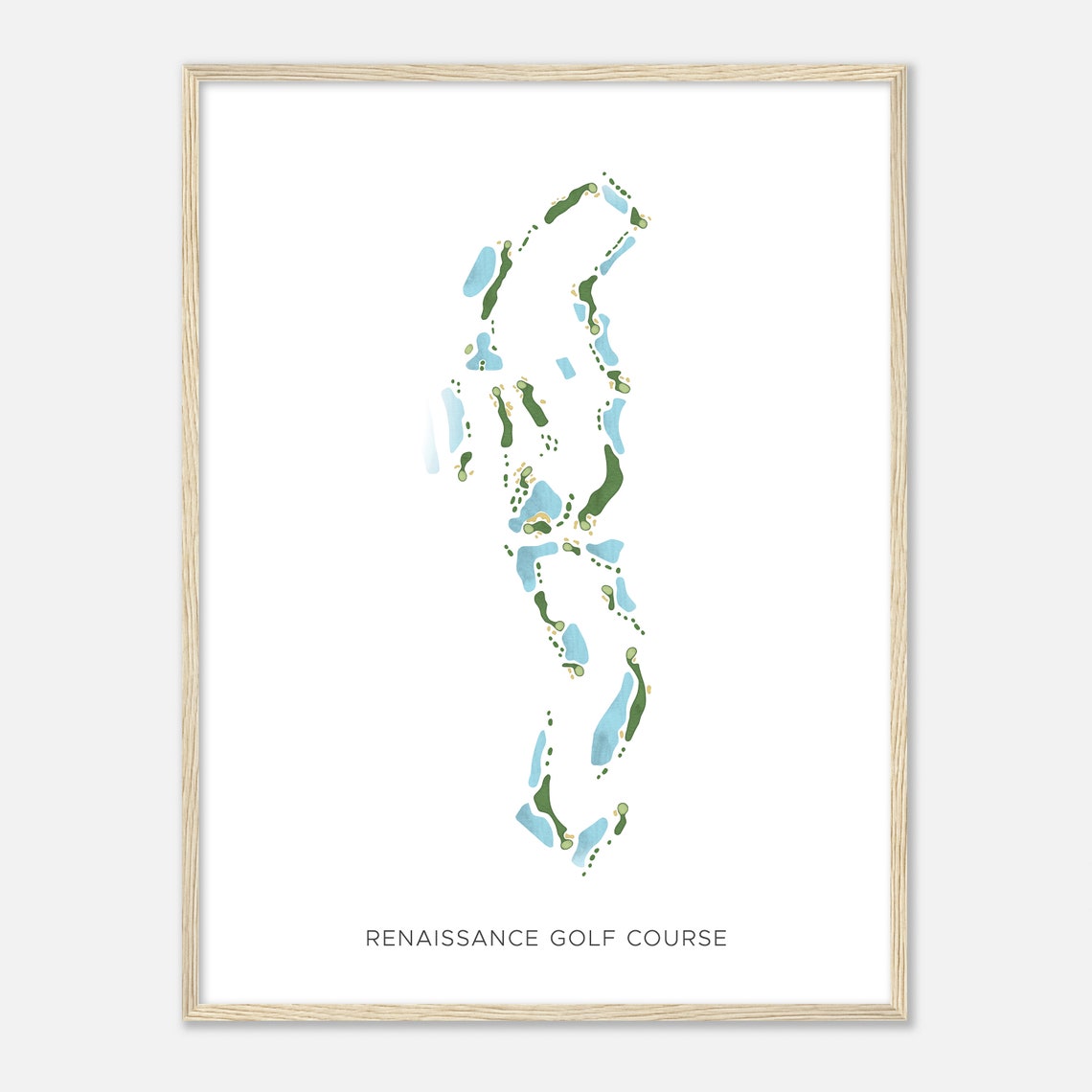 Renaissance Golf Course Modern Watercolor Golf Course Map Art Poster