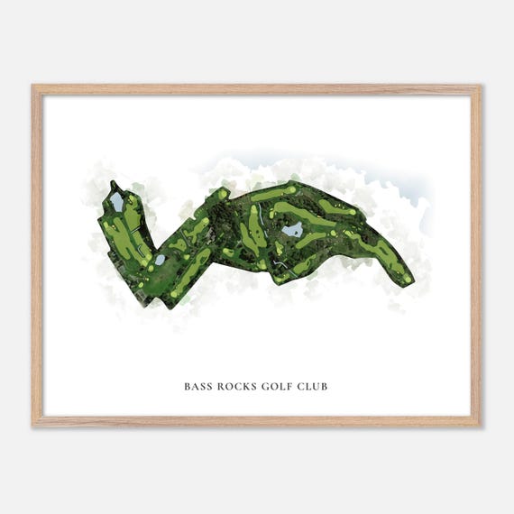 Bass Rocks Golf Club In Gloucester Massachusetts Classic Watercolor Map Golfer Gift Golf Wall Art Golf Poster Print Course Layout