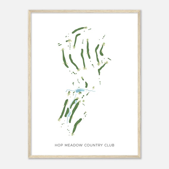 Hop Meadow Country Club Connecticut Modern Watercolor Map Golfer Gift Golf Wall Art Golf Poster Print Course Layout